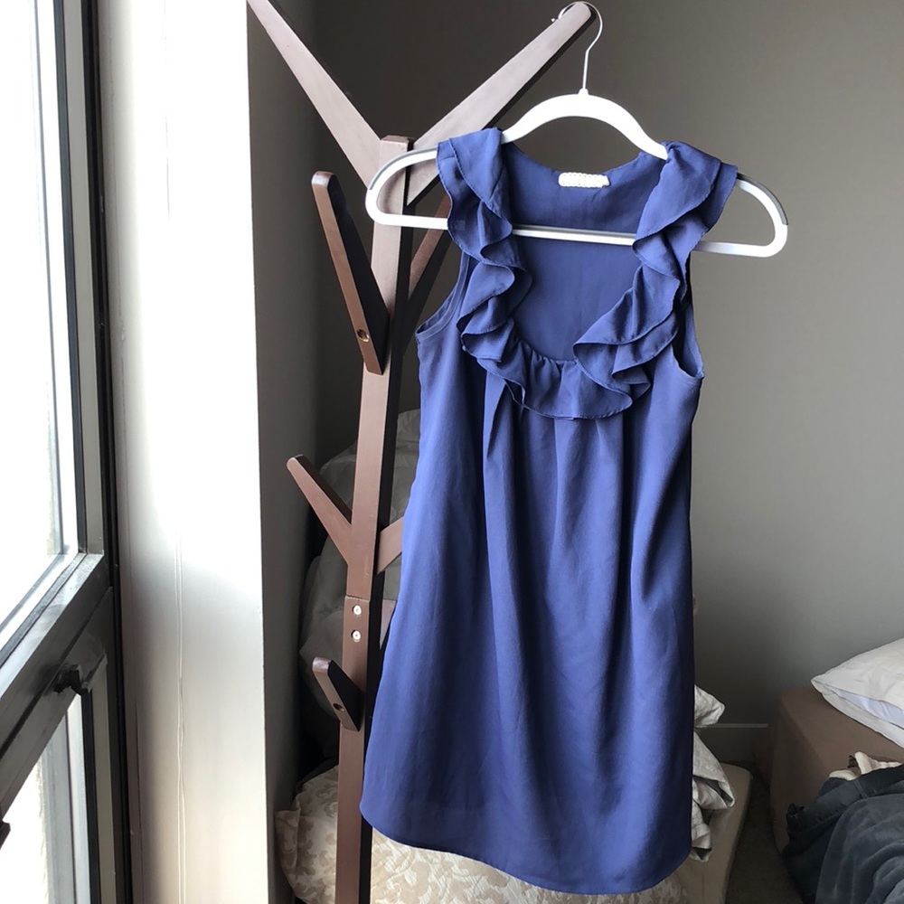 Periwinkle ruffle tank (long)